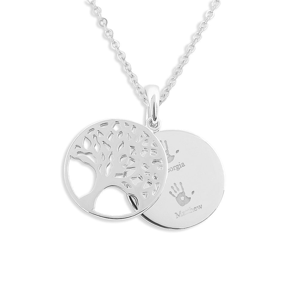 Load image into Gallery viewer, EverWith Engraved Tree of Life Discreet Messaging Handprint or Footprint Memorial Pendant - EverWith Memorial Jewellery - Trade