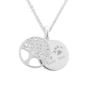 EverWith Engraved Tree of Life Discreet Messaging Memorial Pawprint Discreet Messaging Pendant - EverWith Memorial Jewellery - Trade