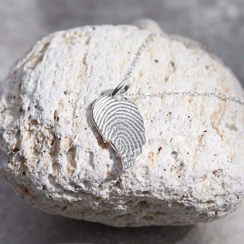 Load image into Gallery viewer, EverWith Engraved Wing Fingerprint Memorial Pendant - EverWith Memorial Jewellery - Trade