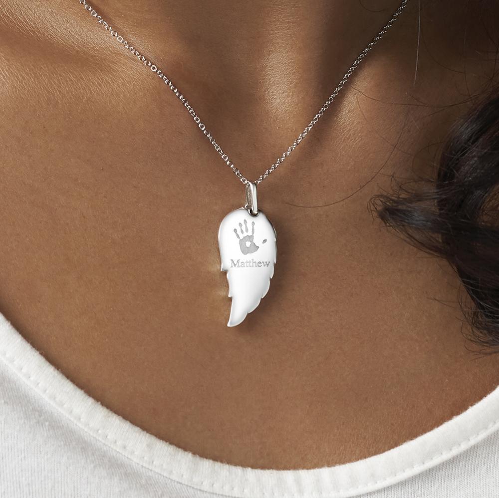 EverWith Engraved Wing Handprint or Footprint Memorial Pendant - EverWith Memorial Jewellery - Trade
