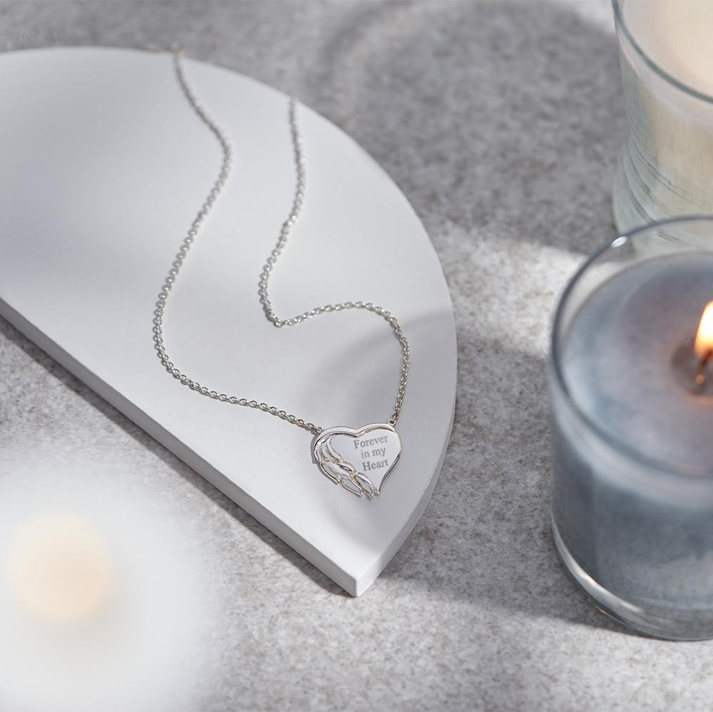EverWith Engraved Winged Heart Standard Engraving Memorial Necklace - EverWith Memorial Jewellery - Trade