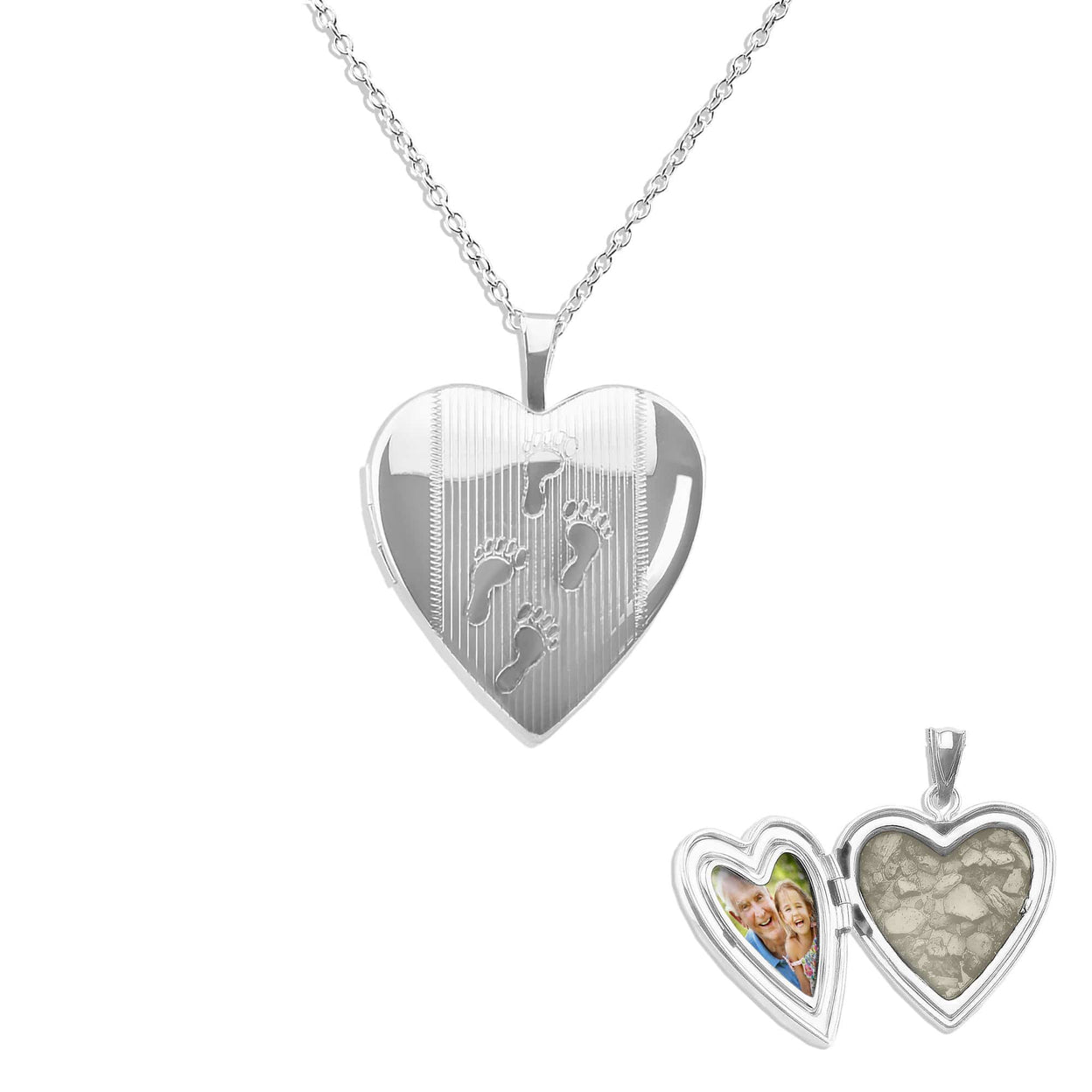Load image into Gallery viewer, EverWith Footsteps Heart Shaped Sterling Silver Memorial Ashes Locket - EverWith Memorial Jewellery - Trade