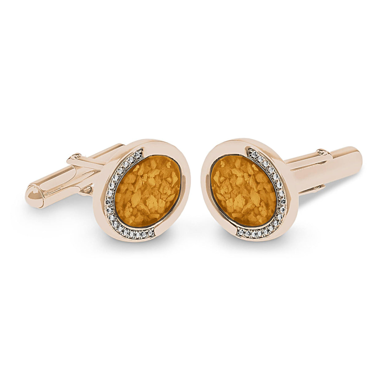 Load image into Gallery viewer, EverWith Gents Fancy Oval Memorial Ashes Cufflinks with Fine Crystals - EverWith Memorial Jewellery - Trade