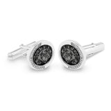 EverWith Gents Fancy Oval Memorial Ashes Cufflinks with Fine Crystals - EverWith Memorial Jewellery - Trade