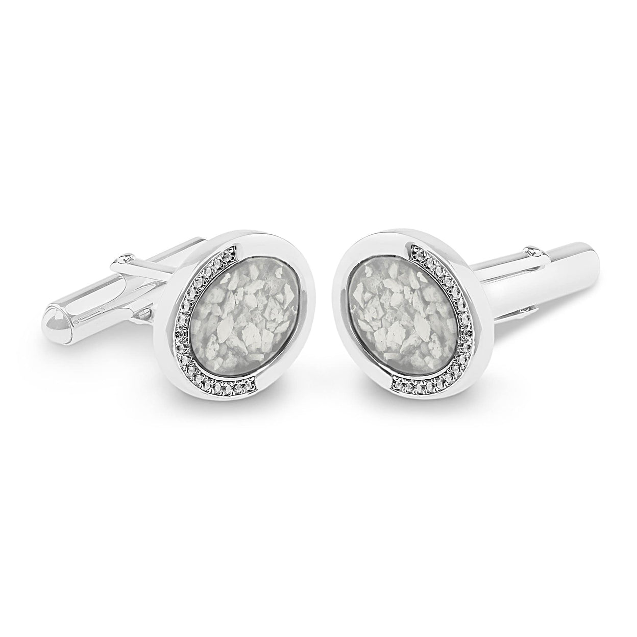 Load image into Gallery viewer, EverWith Gents Fancy Oval Memorial Ashes Cufflinks with Fine Crystals - EverWith Memorial Jewellery - Trade