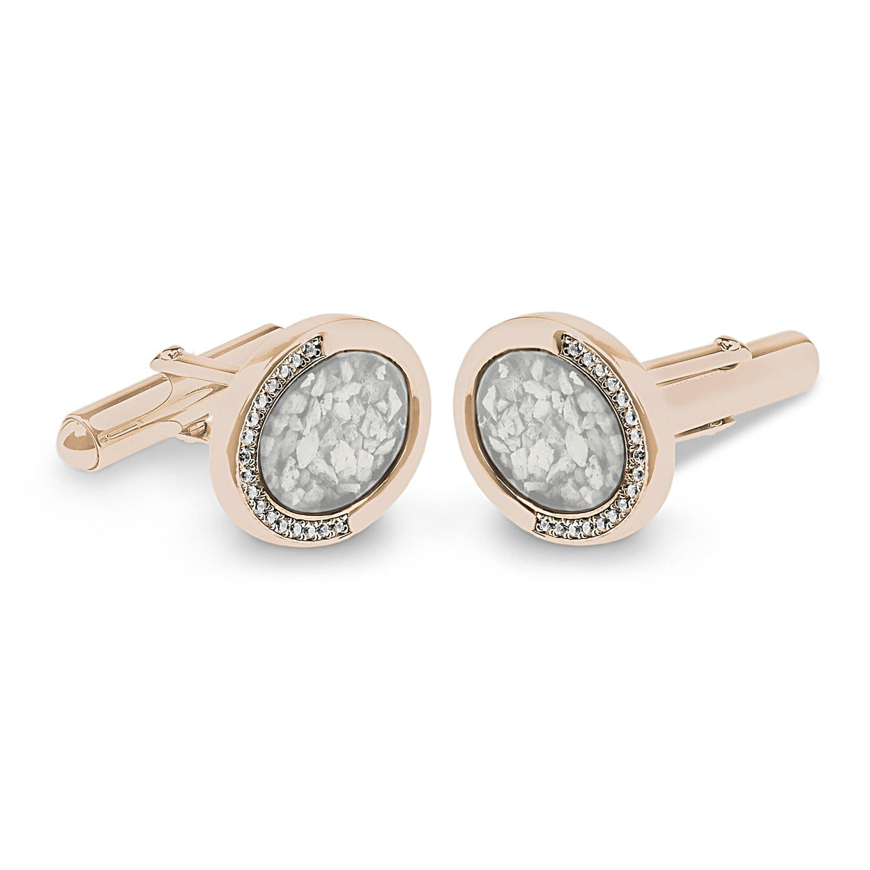 Load image into Gallery viewer, EverWith Gents Fancy Oval Memorial Ashes Cufflinks with Fine Crystals - EverWith Memorial Jewellery - Trade