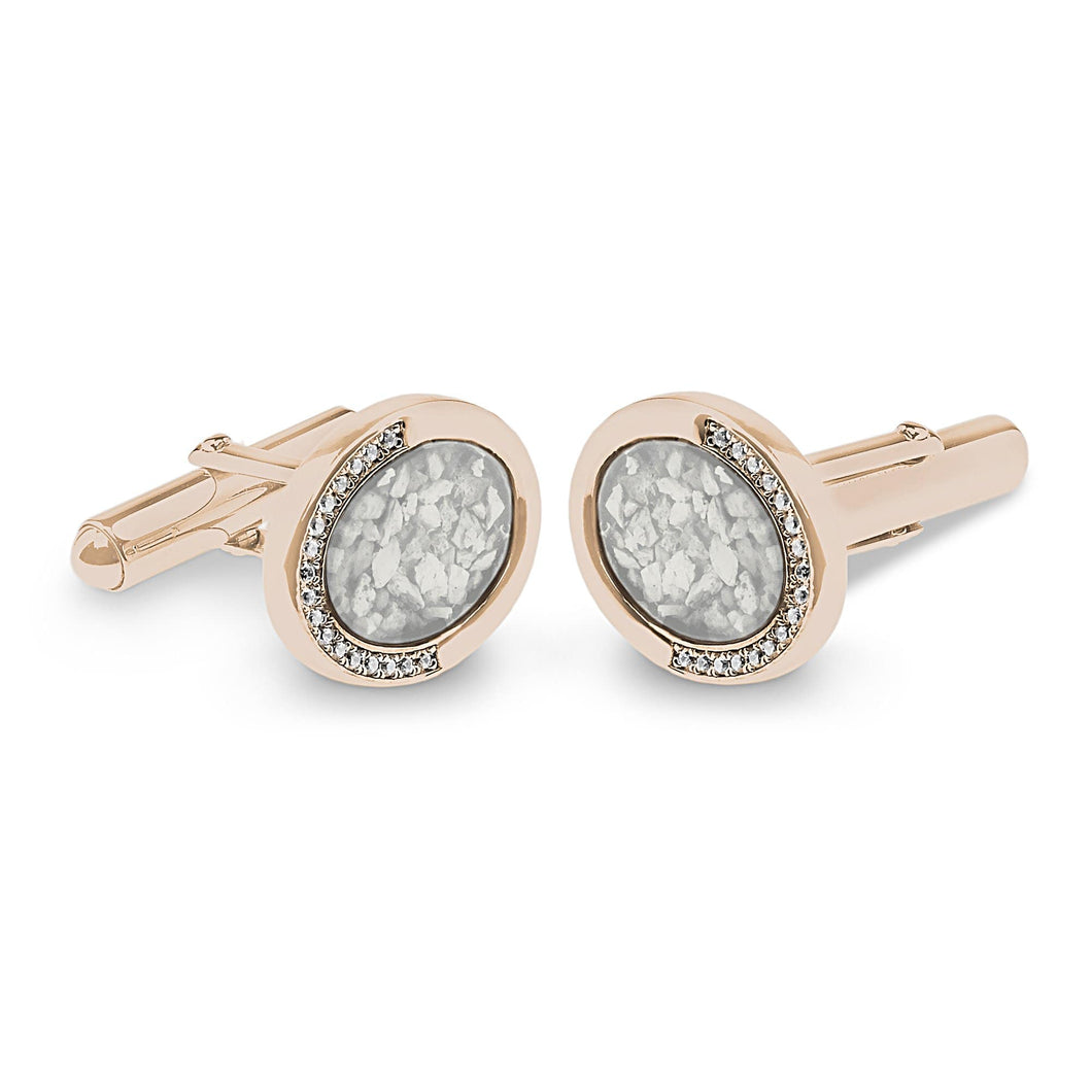 EverWith Gents Fancy Oval Memorial Ashes Cufflinks with Fine Crystals - EverWith Memorial Jewellery - Trade