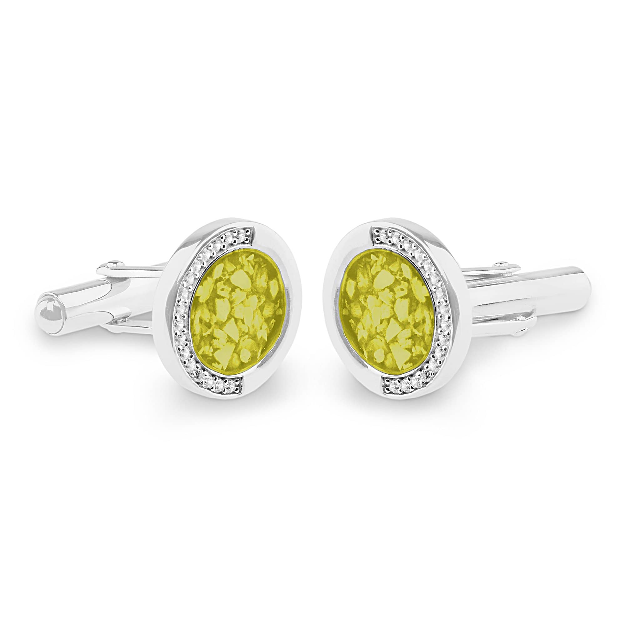 EverWith Gents Fancy Round Memorial Ashes Cufflinks with Fine Crystals - EverWith Memorial Jewellery - Trade