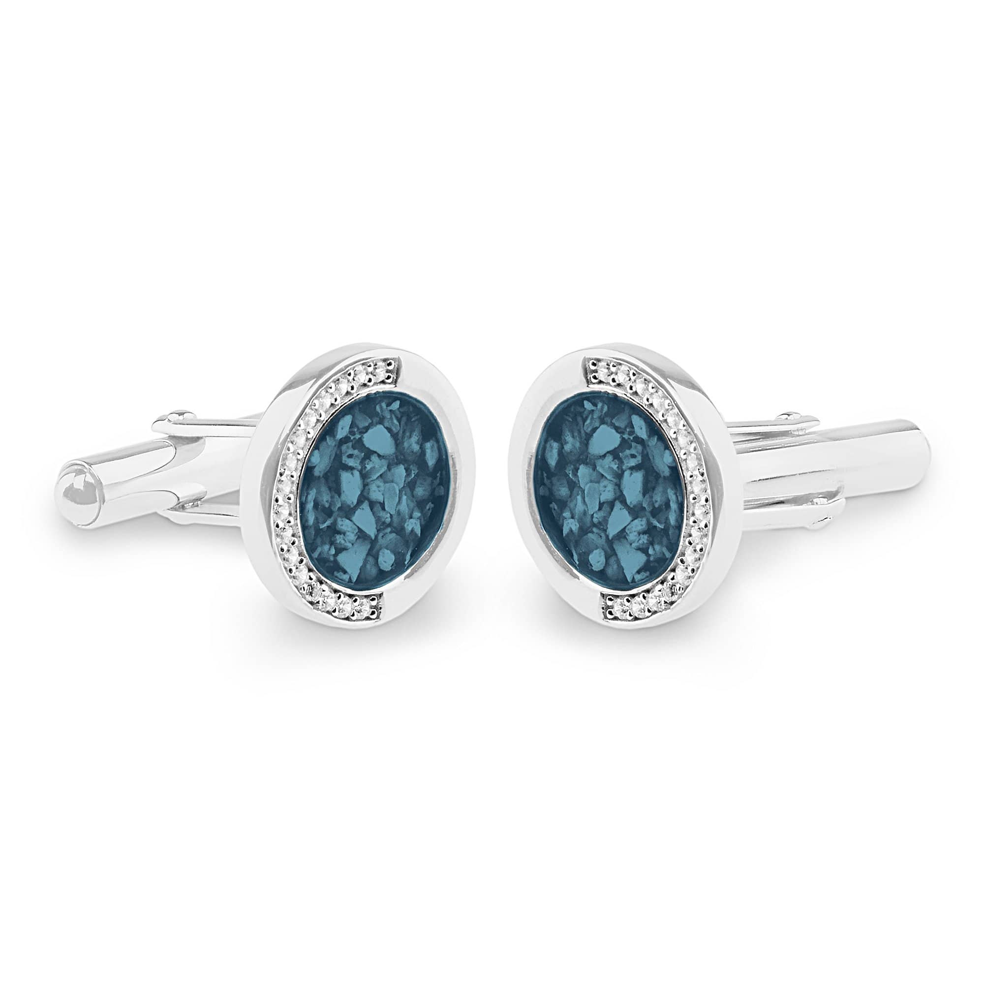 EverWith Gents Fancy Round Memorial Ashes Cufflinks with Fine Crystals - EverWith Memorial Jewellery - Trade