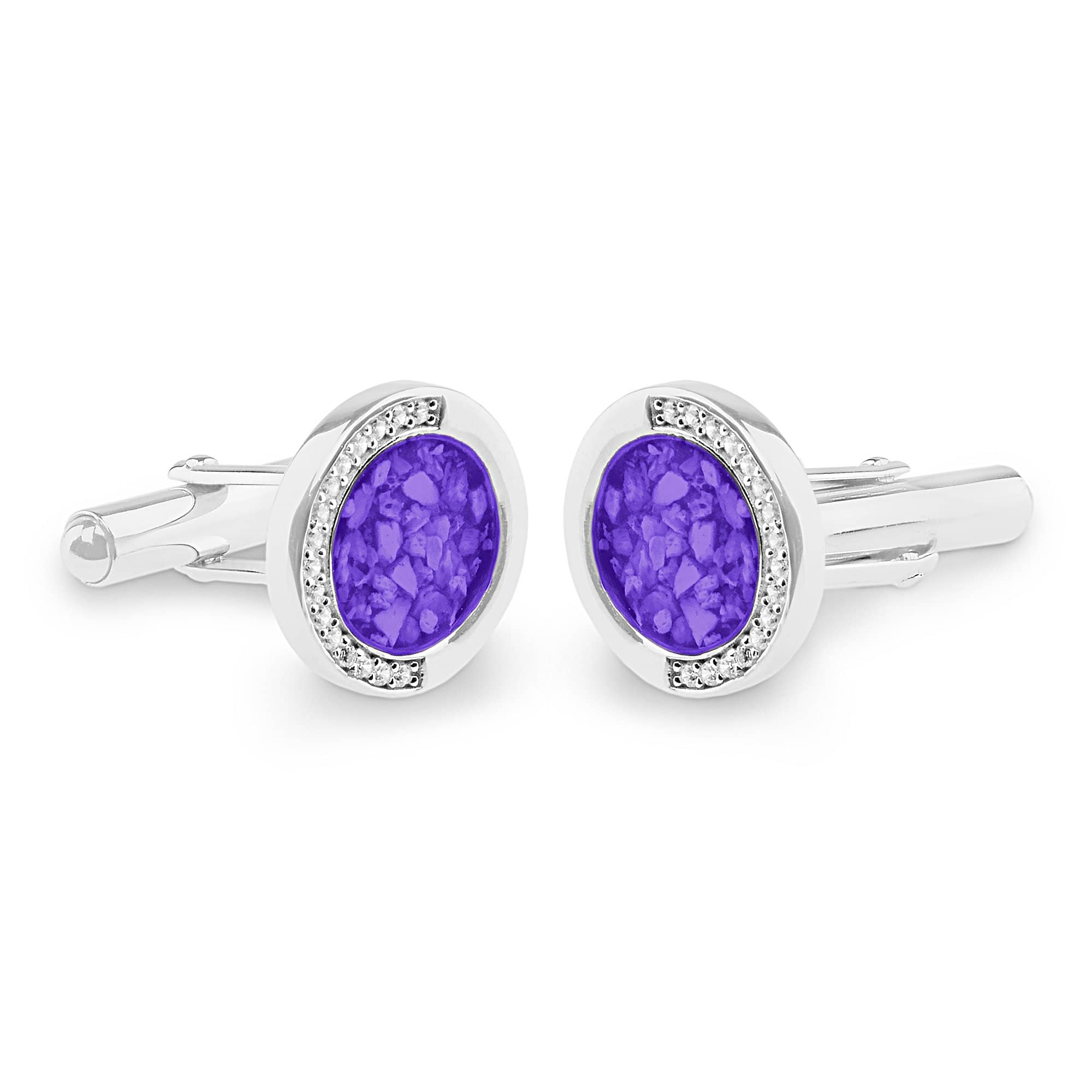 EverWith Gents Fancy Round Memorial Ashes Cufflinks with Fine Crystals - EverWith Memorial Jewellery - Trade