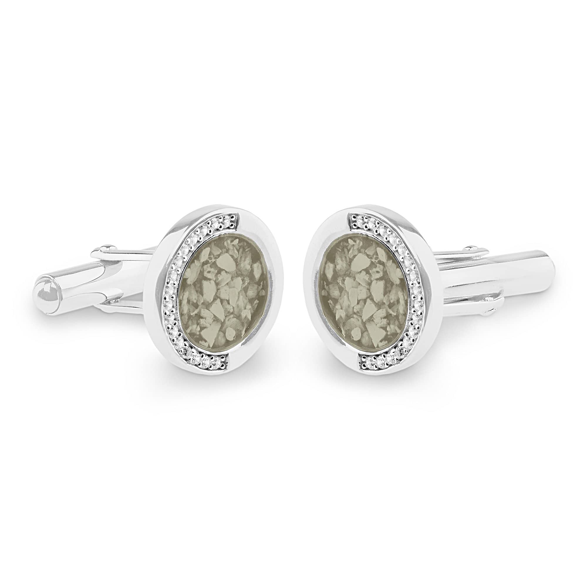 EverWith Gents Fancy Round Memorial Ashes Cufflinks with Fine Crystals - EverWith Memorial Jewellery - Trade
