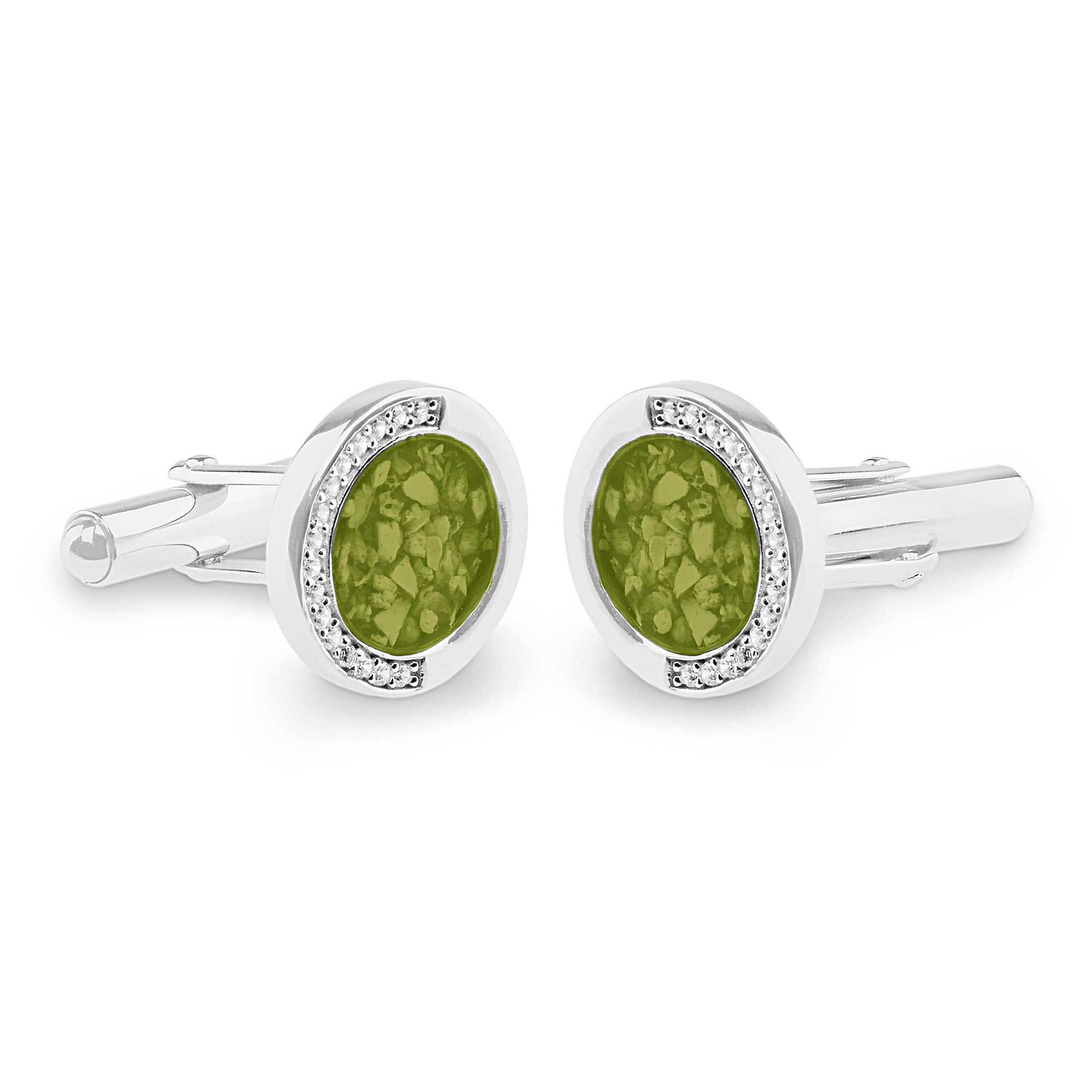 EverWith Gents Fancy Round Memorial Ashes Cufflinks with Fine Crystals - EverWith Memorial Jewellery - Trade