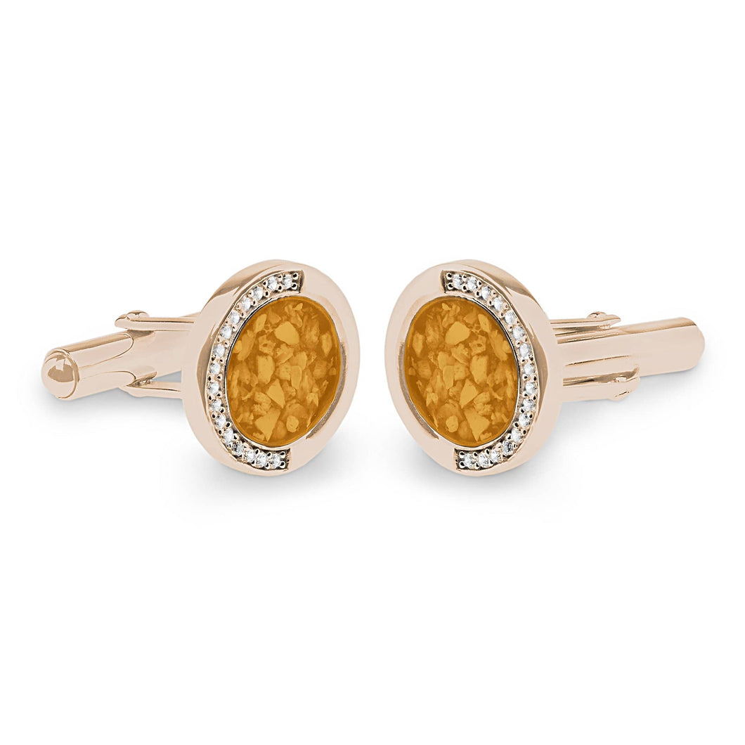 EverWith Gents Fancy Round Memorial Ashes Cufflinks with Fine Crystals - EverWith Memorial Jewellery - Trade