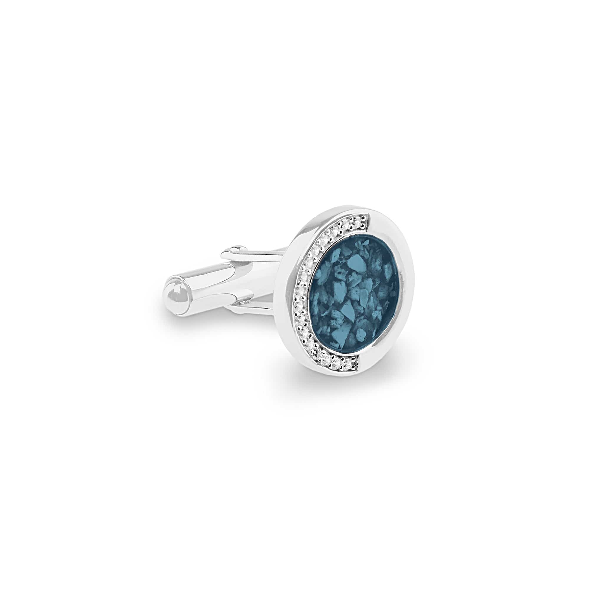 EverWith Gents Fancy Round Memorial Ashes Cufflinks with Fine Crystals - EverWith Memorial Jewellery - Trade