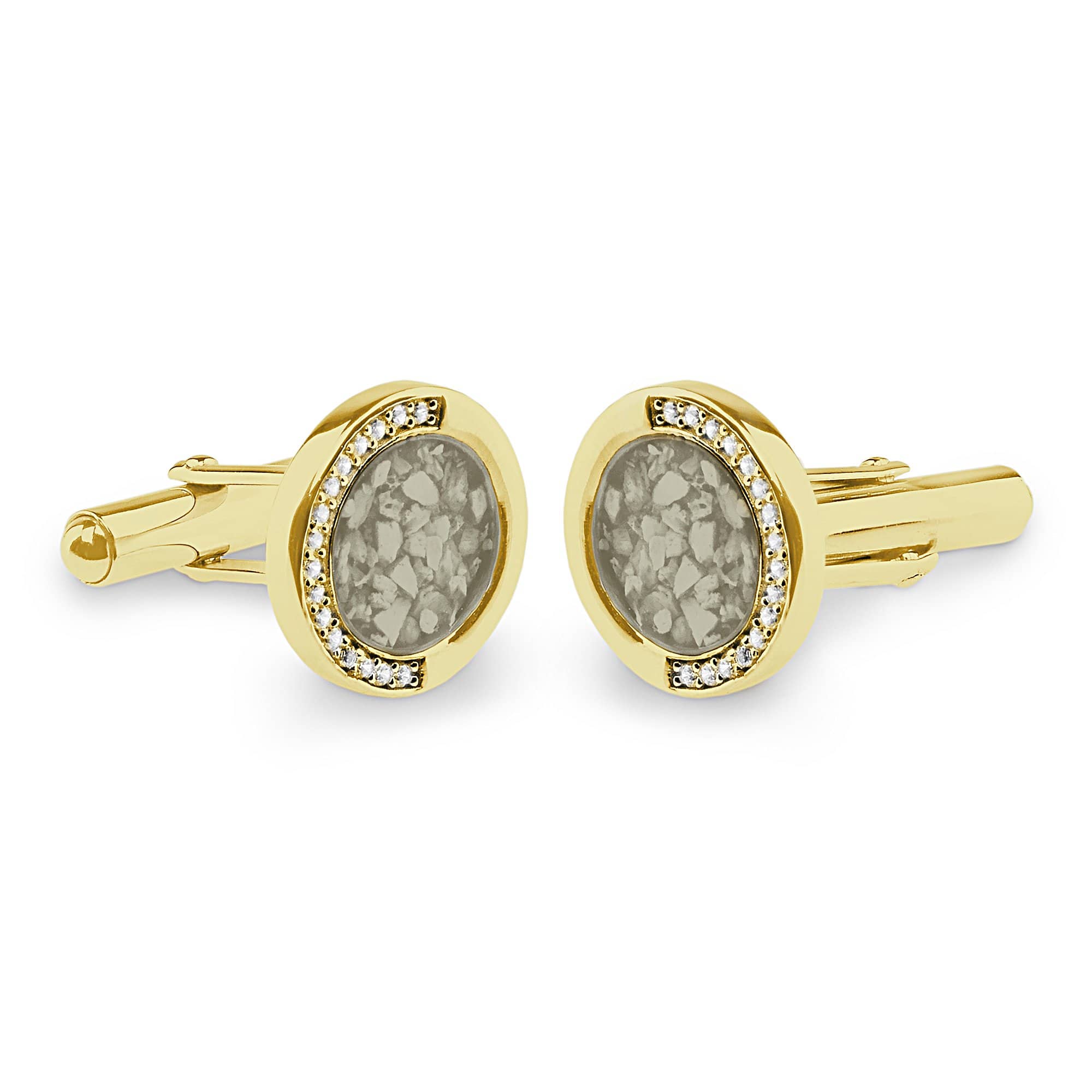 EverWith Gents Fancy Round Memorial Ashes Cufflinks with Fine Crystals - EverWith Memorial Jewellery - Trade