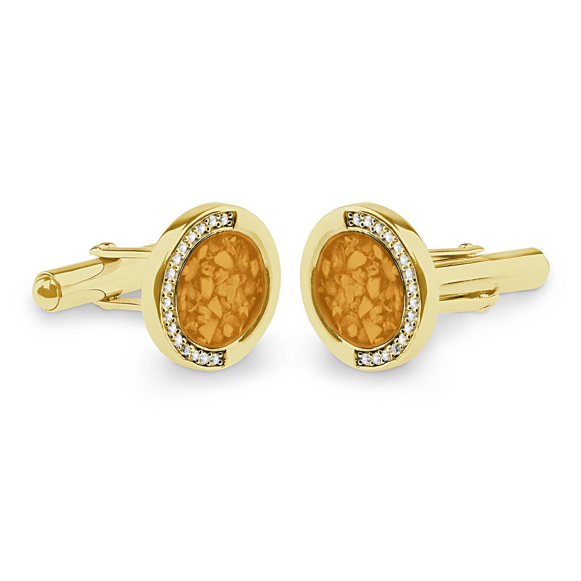 EverWith Gents Fancy Round Memorial Ashes Cufflinks with Fine Crystals - EverWith Memorial Jewellery - Trade