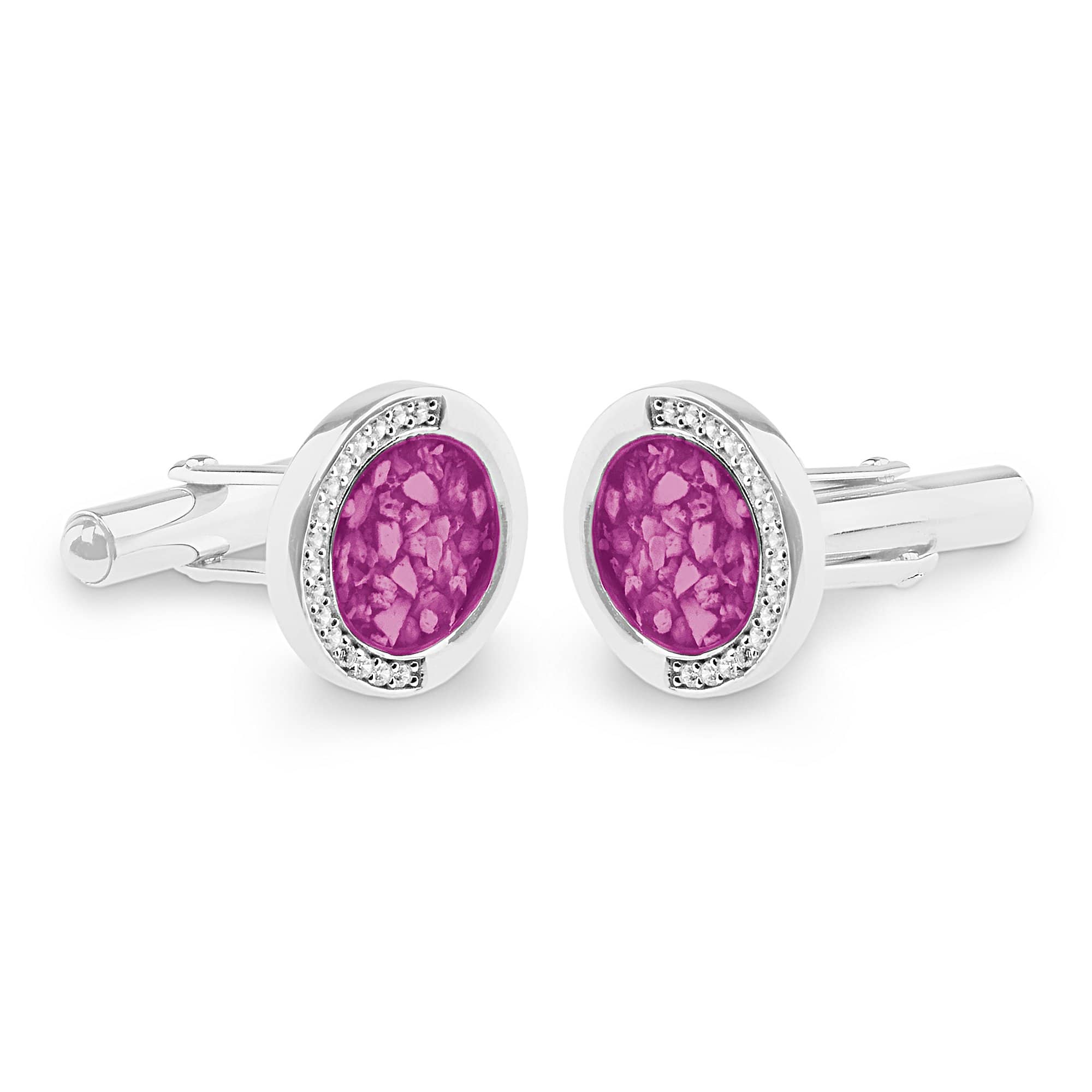 EverWith Gents Fancy Round Memorial Ashes Cufflinks with Fine Crystals - EverWith Memorial Jewellery - Trade