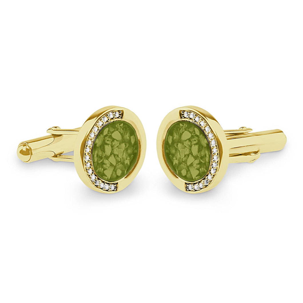 EverWith Gents Fancy Round Memorial Ashes Cufflinks with Fine Crystals - EverWith Memorial Jewellery - Trade