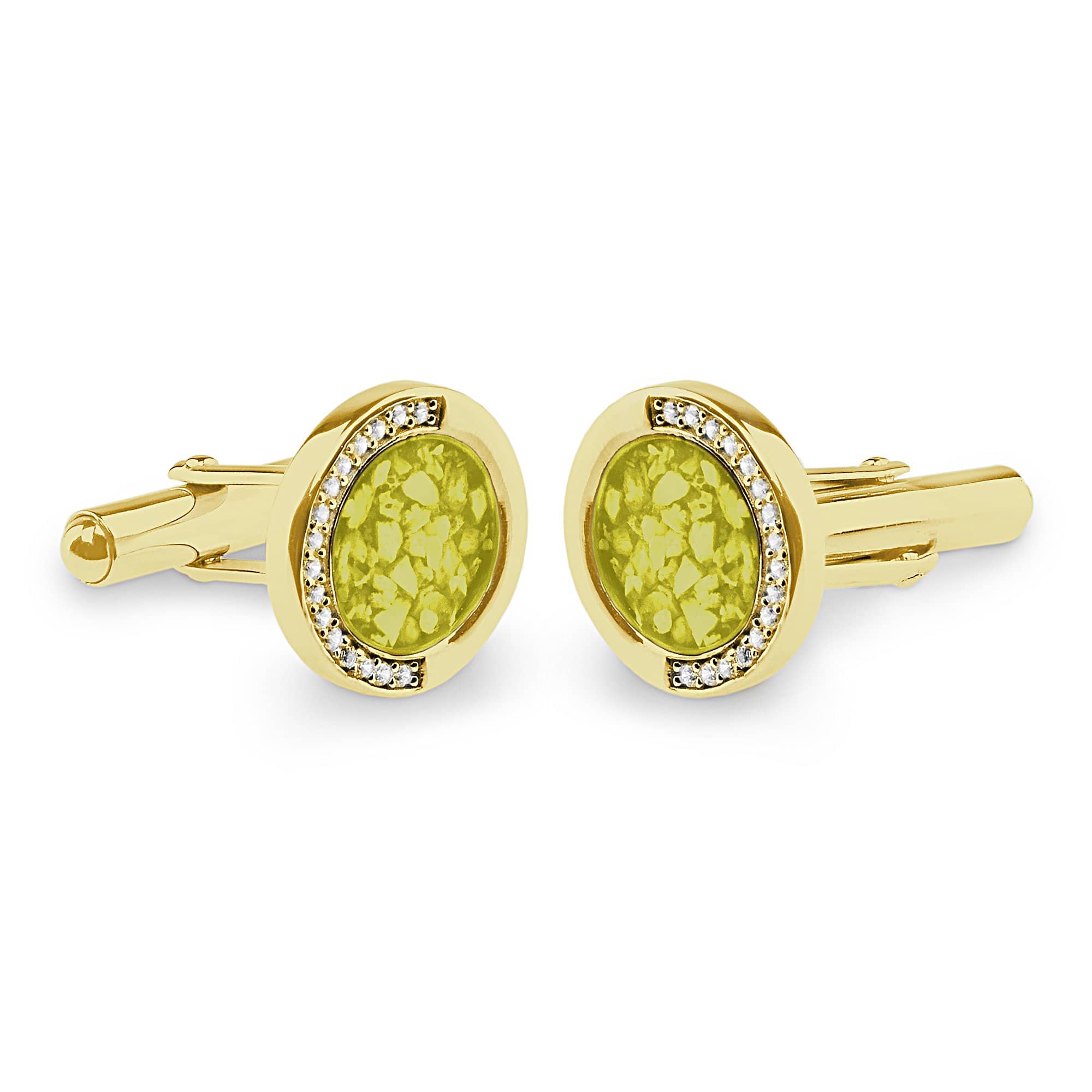 EverWith Gents Fancy Round Memorial Ashes Cufflinks with Fine Crystals - EverWith Memorial Jewellery - Trade