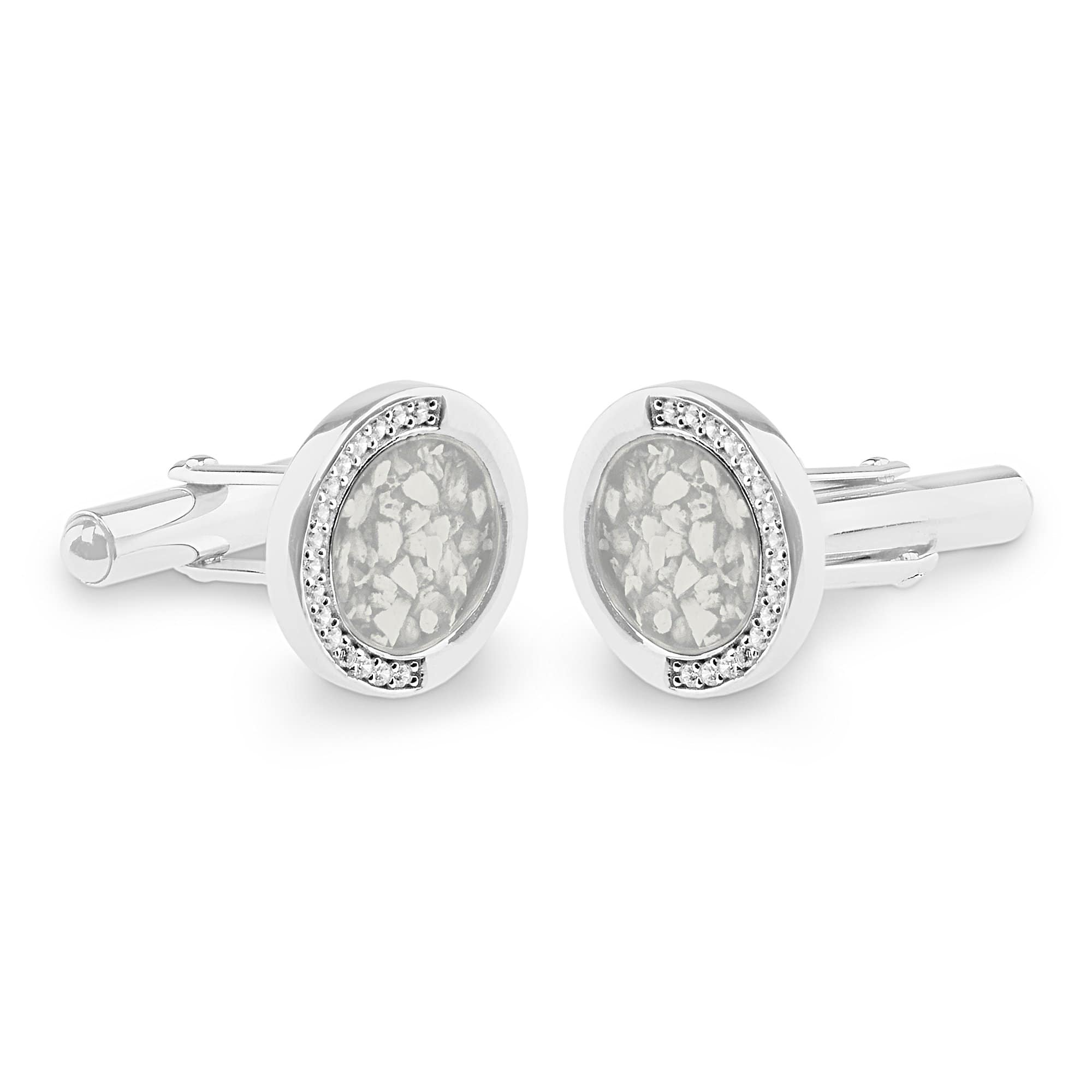 EverWith Gents Fancy Round Memorial Ashes Cufflinks with Fine Crystals - EverWith Memorial Jewellery - Trade