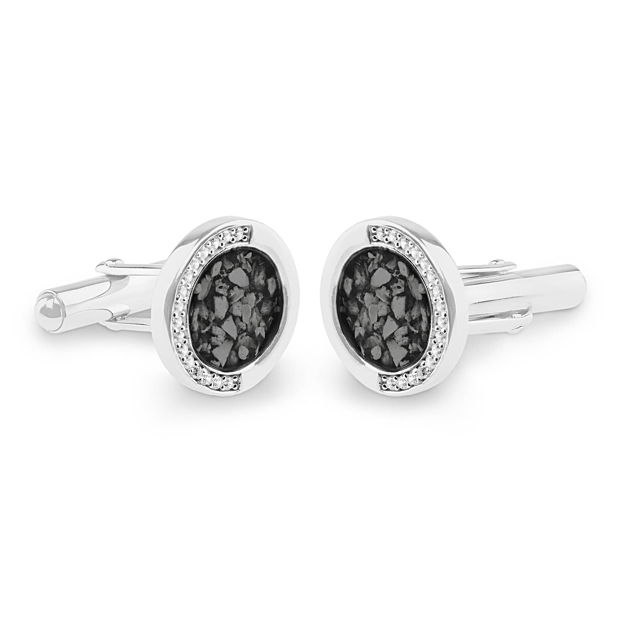EverWith Gents Fancy Round Memorial Ashes Cufflinks with Fine Crystals - EverWith Memorial Jewellery - Trade