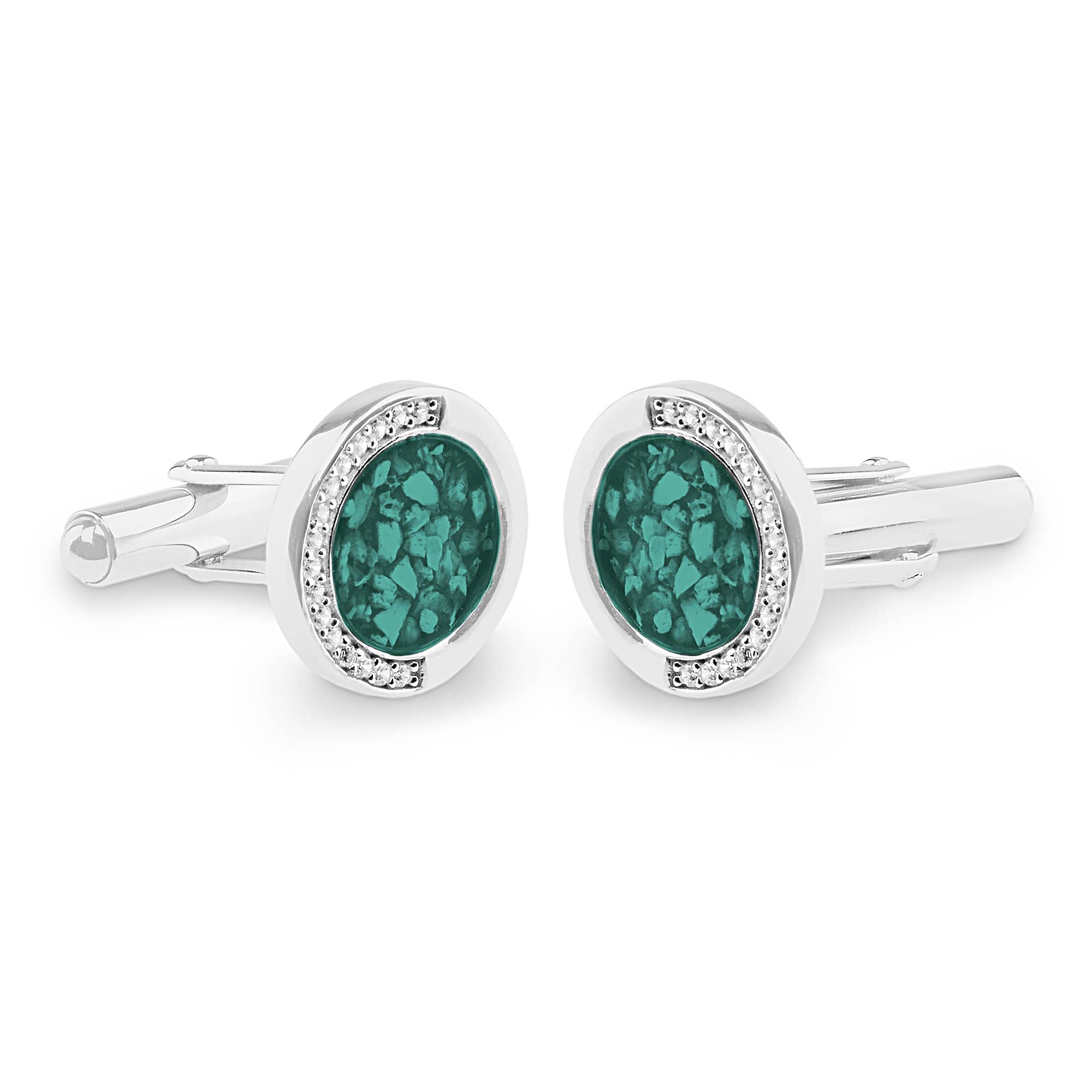 EverWith Gents Fancy Round Memorial Ashes Cufflinks with Fine Crystals - EverWith Memorial Jewellery - Trade