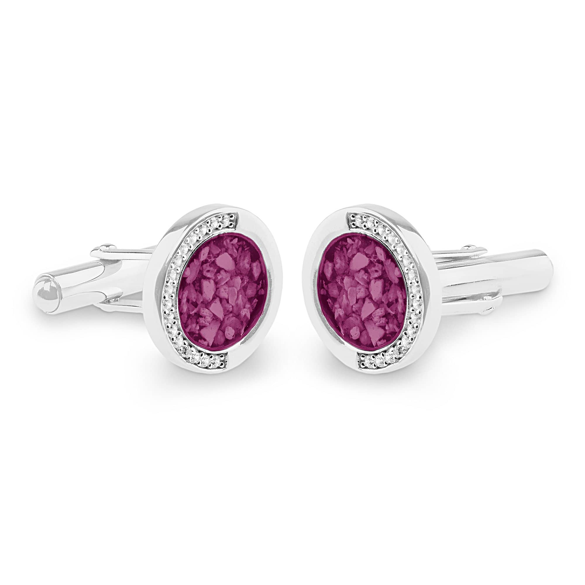 EverWith Gents Fancy Round Memorial Ashes Cufflinks with Fine Crystals - EverWith Memorial Jewellery - Trade