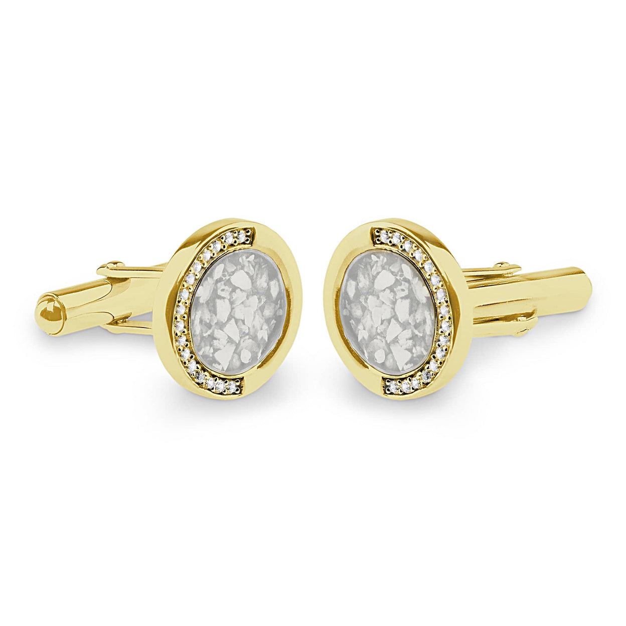 Load image into Gallery viewer, EverWith Gents Fancy Round Memorial Ashes Cufflinks with Fine Crystals - EverWith Memorial Jewellery - Trade