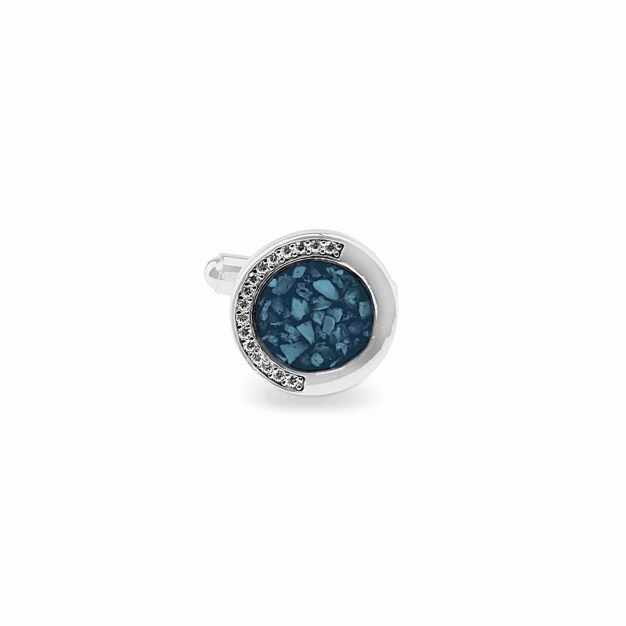 EverWith Gents Fancy Round Memorial Ashes Cufflinks with Fine Crystals - EverWith Memorial Jewellery - Trade