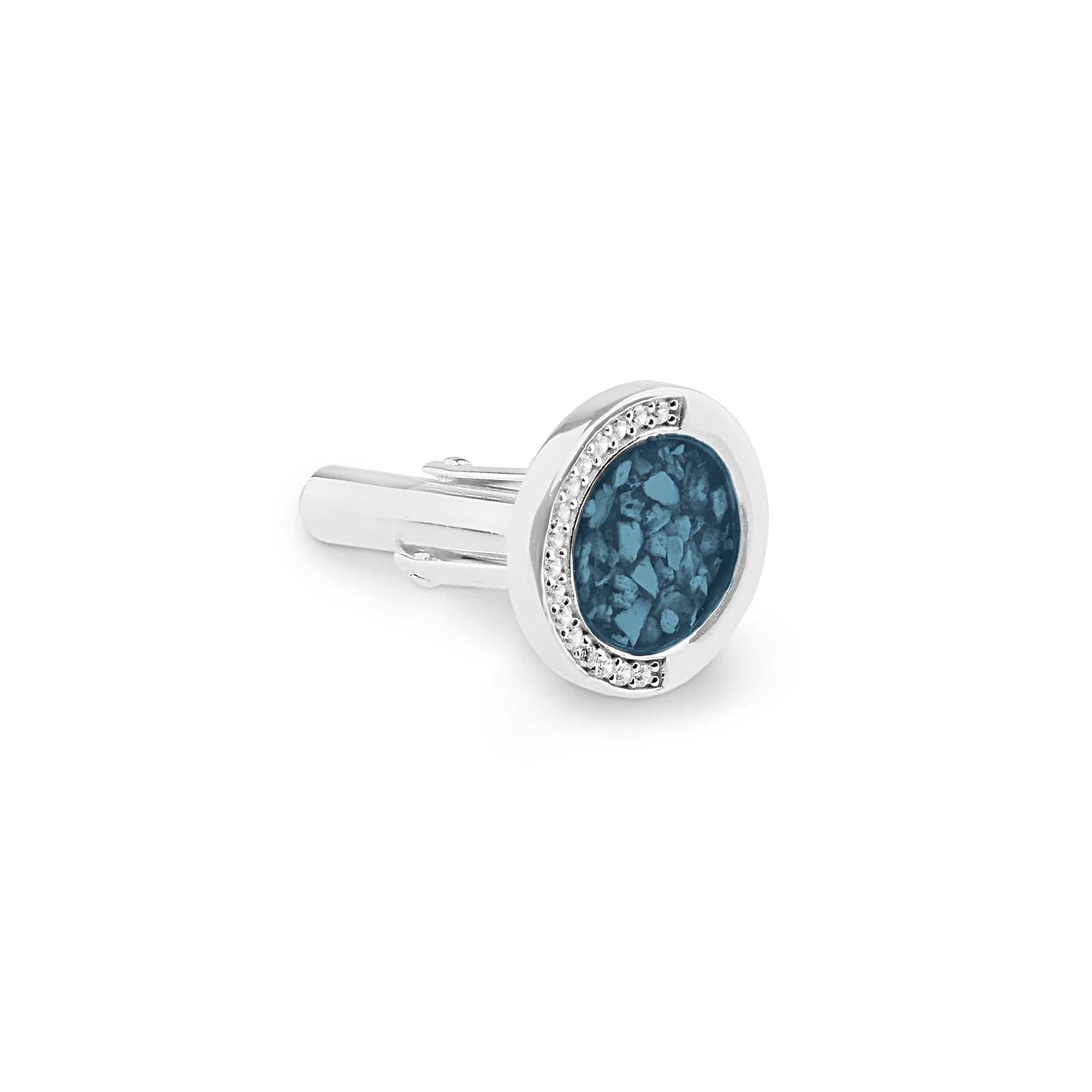 EverWith Gents Fancy Round Memorial Ashes Cufflinks with Fine Crystals - EverWith Memorial Jewellery - Trade