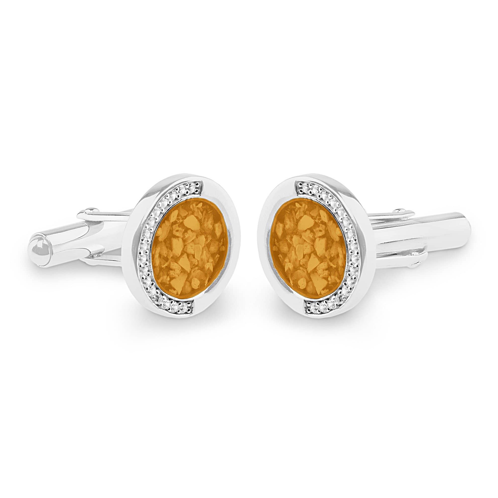 EverWith Gents Fancy Round Memorial Ashes Cufflinks with Fine Crystals - EverWith Memorial Jewellery - Trade