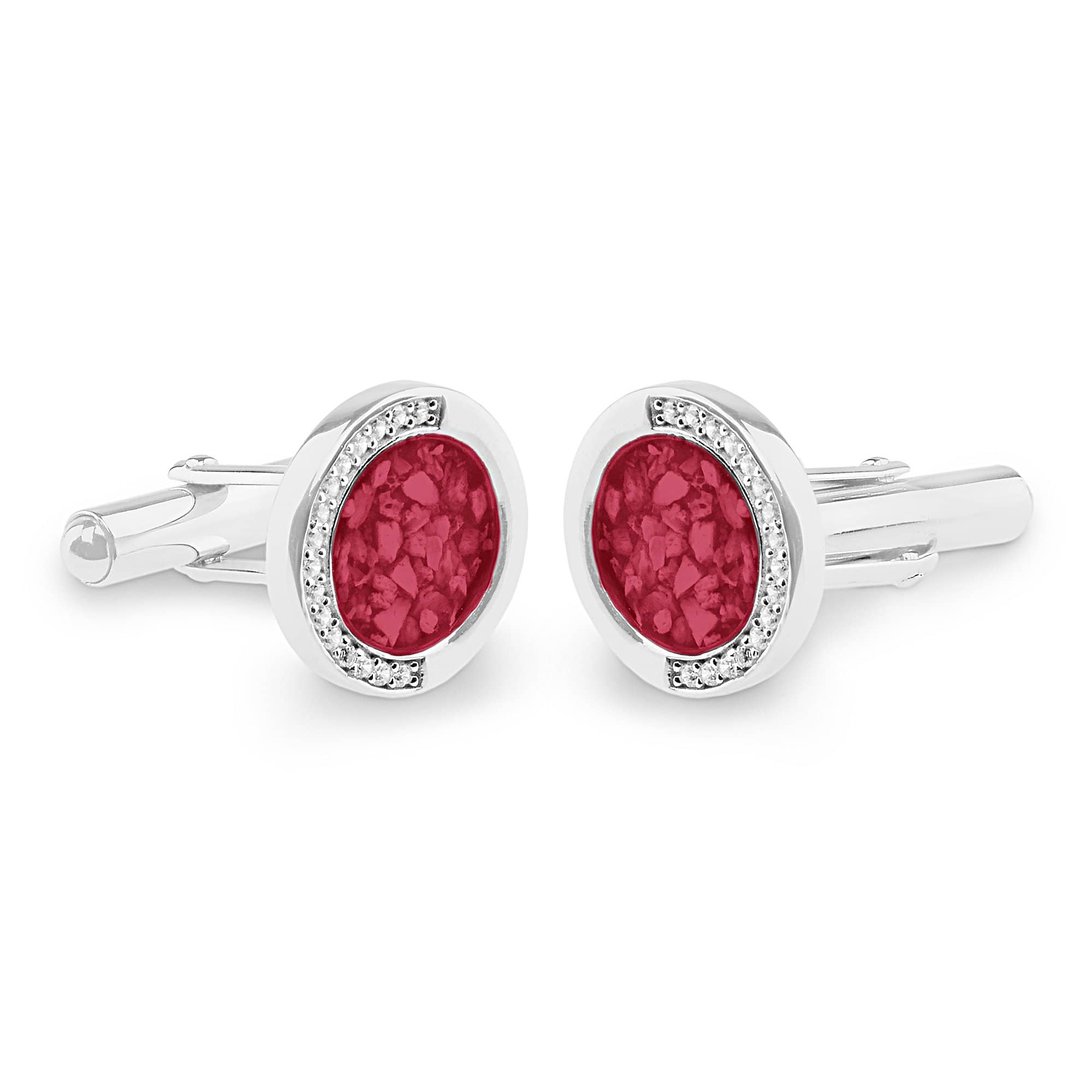 EverWith Gents Fancy Round Memorial Ashes Cufflinks with Fine Crystals - EverWith Memorial Jewellery - Trade