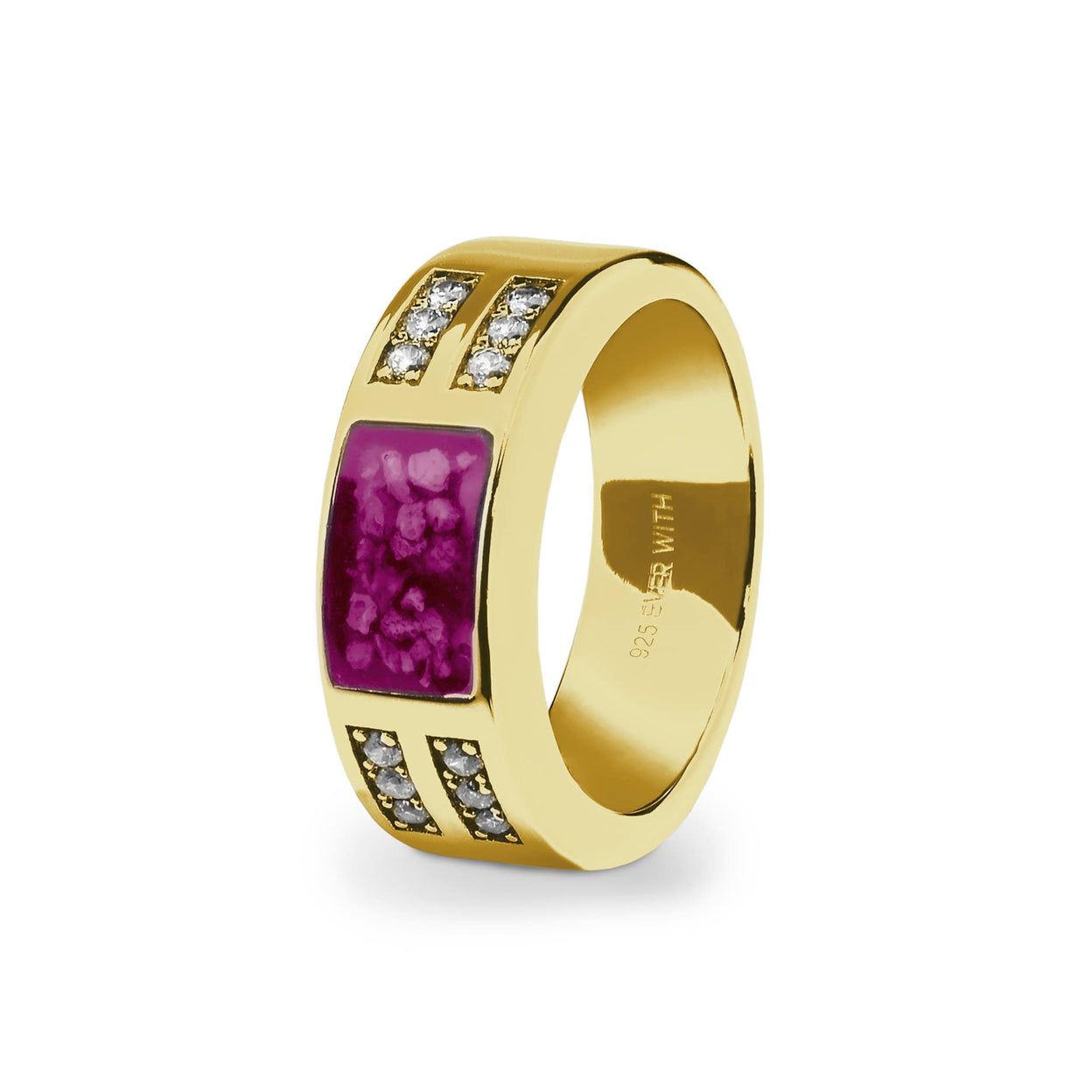 Load image into Gallery viewer, EverWith Gents Oblong Memorial Ashes Ring with Fine Crystals - EverWith Memorial Jewellery - Trade