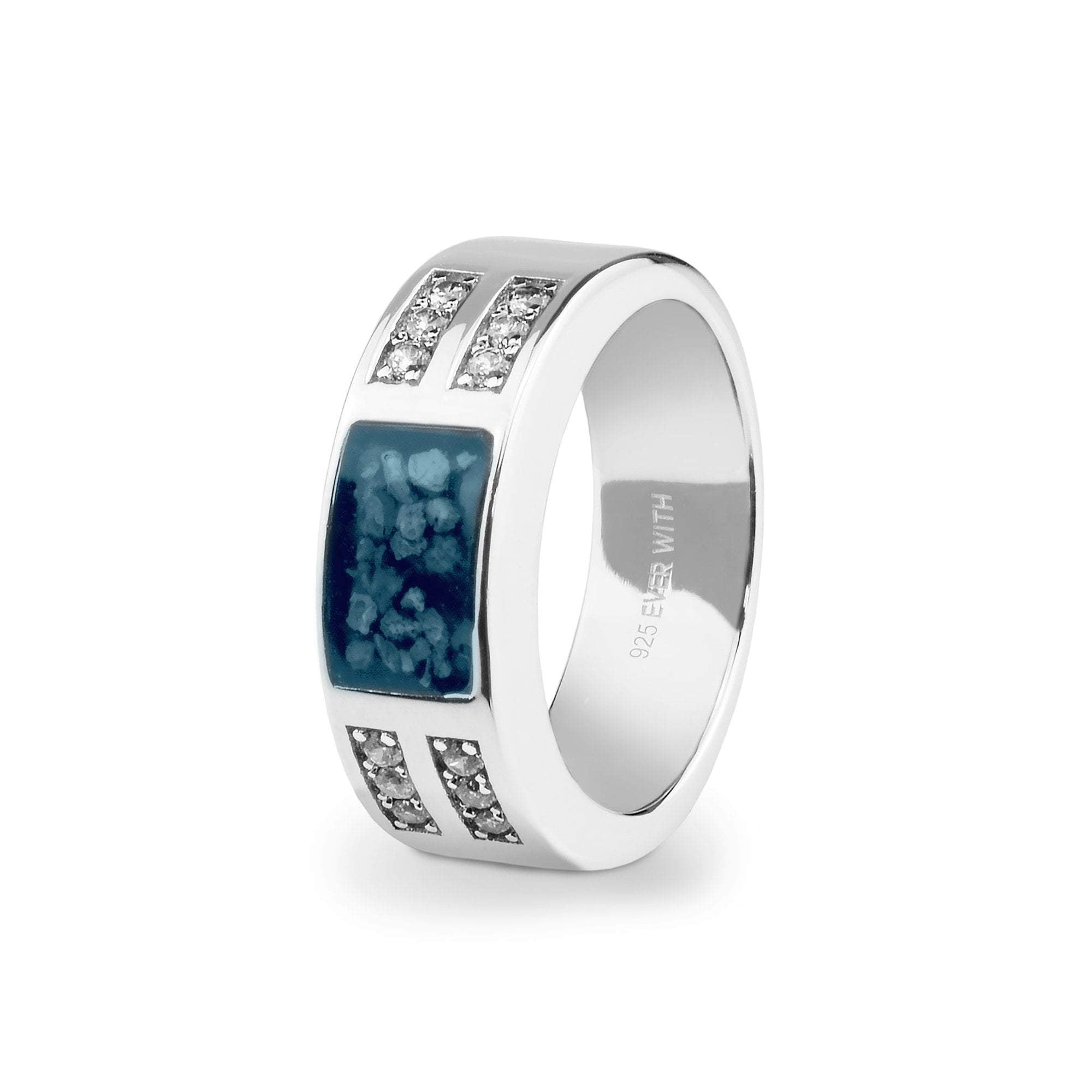 EverWith Gents Oblong Memorial Ashes Ring with Fine Crystals - EverWith Memorial Jewellery - Trade