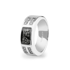 EverWith Gents Oblong Memorial Ashes Ring with Fine Crystals - EverWith Memorial Jewellery - Trade