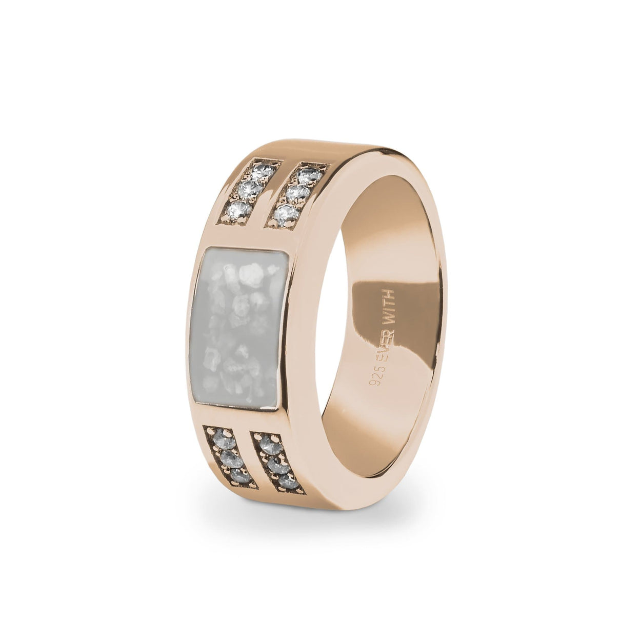 Load image into Gallery viewer, EverWith Gents Oblong Memorial Ashes Ring with Fine Crystals - EverWith Memorial Jewellery - Trade