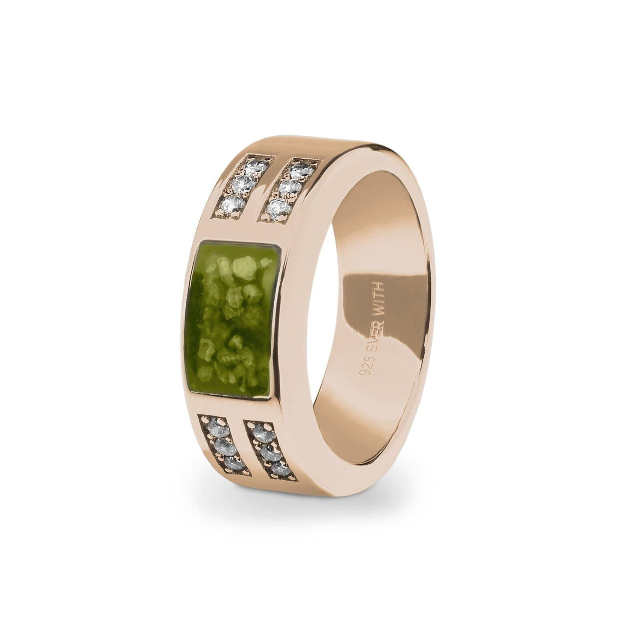 Load image into Gallery viewer, EverWith Gents Oblong Memorial Ashes Ring with Fine Crystals - EverWith Memorial Jewellery - Trade