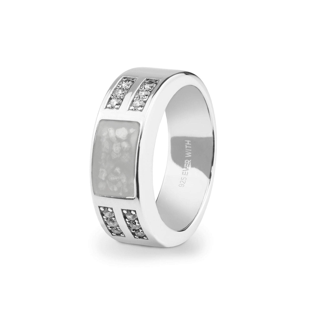 Load image into Gallery viewer, EverWith Gents Oblong Memorial Ashes Ring with Fine Crystals - EverWith Memorial Jewellery - Trade
