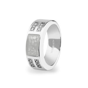 EverWith Gents Oblong Memorial Ashes Ring with Fine Crystals - EverWith Memorial Jewellery - Trade