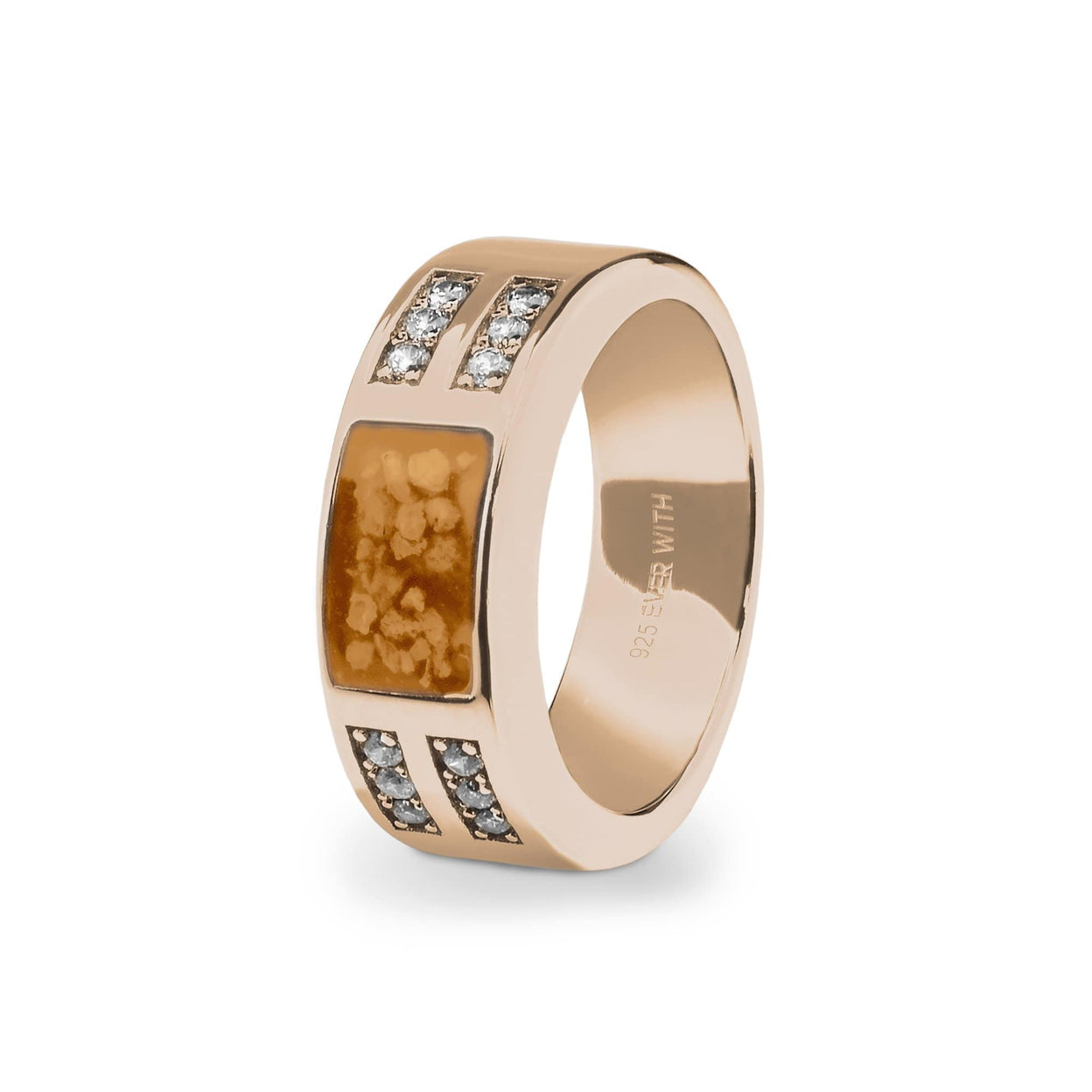 Load image into Gallery viewer, EverWith Gents Oblong Memorial Ashes Ring with Fine Crystals - EverWith Memorial Jewellery - Trade