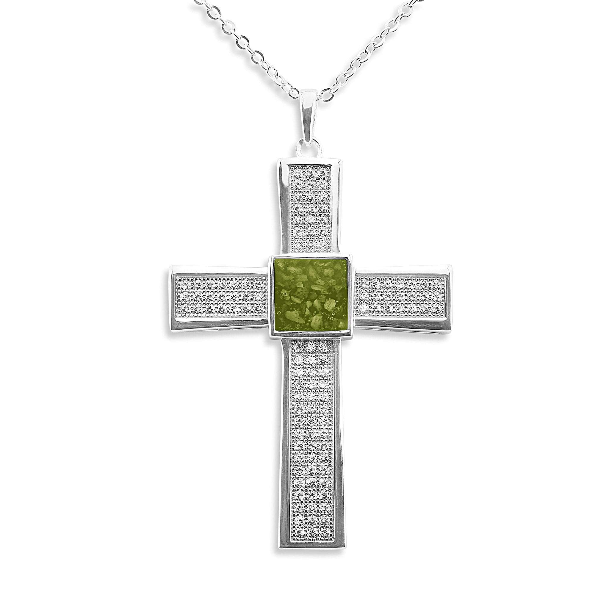 EverWith Gents Oversized Cross Memorial Ashes Pendant with Fine Crystals - EverWith Memorial Jewellery - Trade