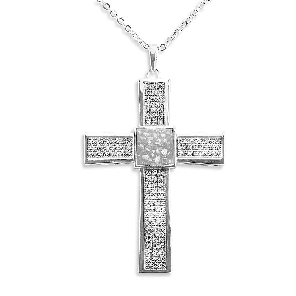 Load image into Gallery viewer, EverWith Gents Oversized Cross Memorial Ashes Pendant with Fine Crystals - EverWith Memorial Jewellery - Trade