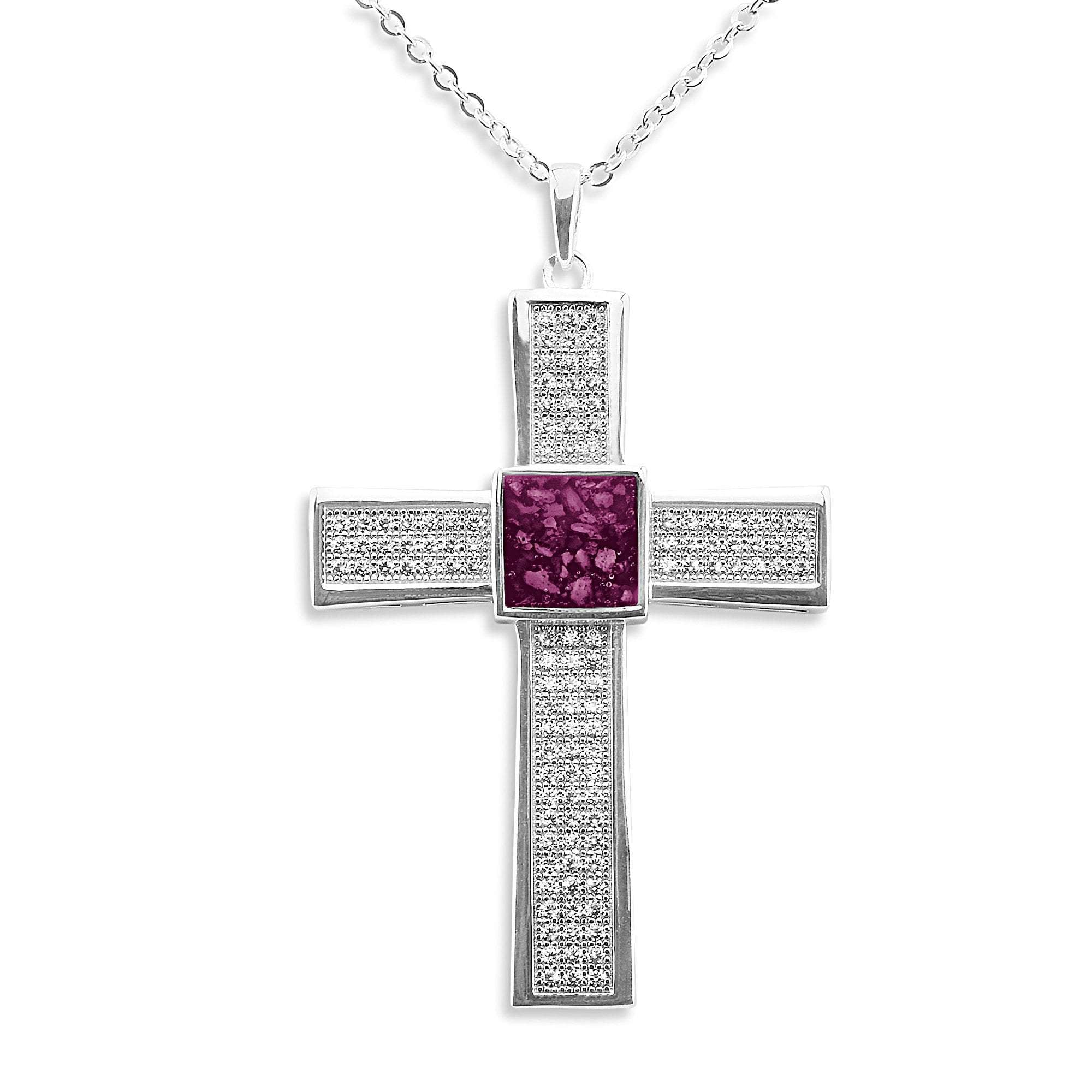 EverWith Gents Oversized Cross Memorial Ashes Pendant with Fine Crystals - EverWith Memorial Jewellery - Trade