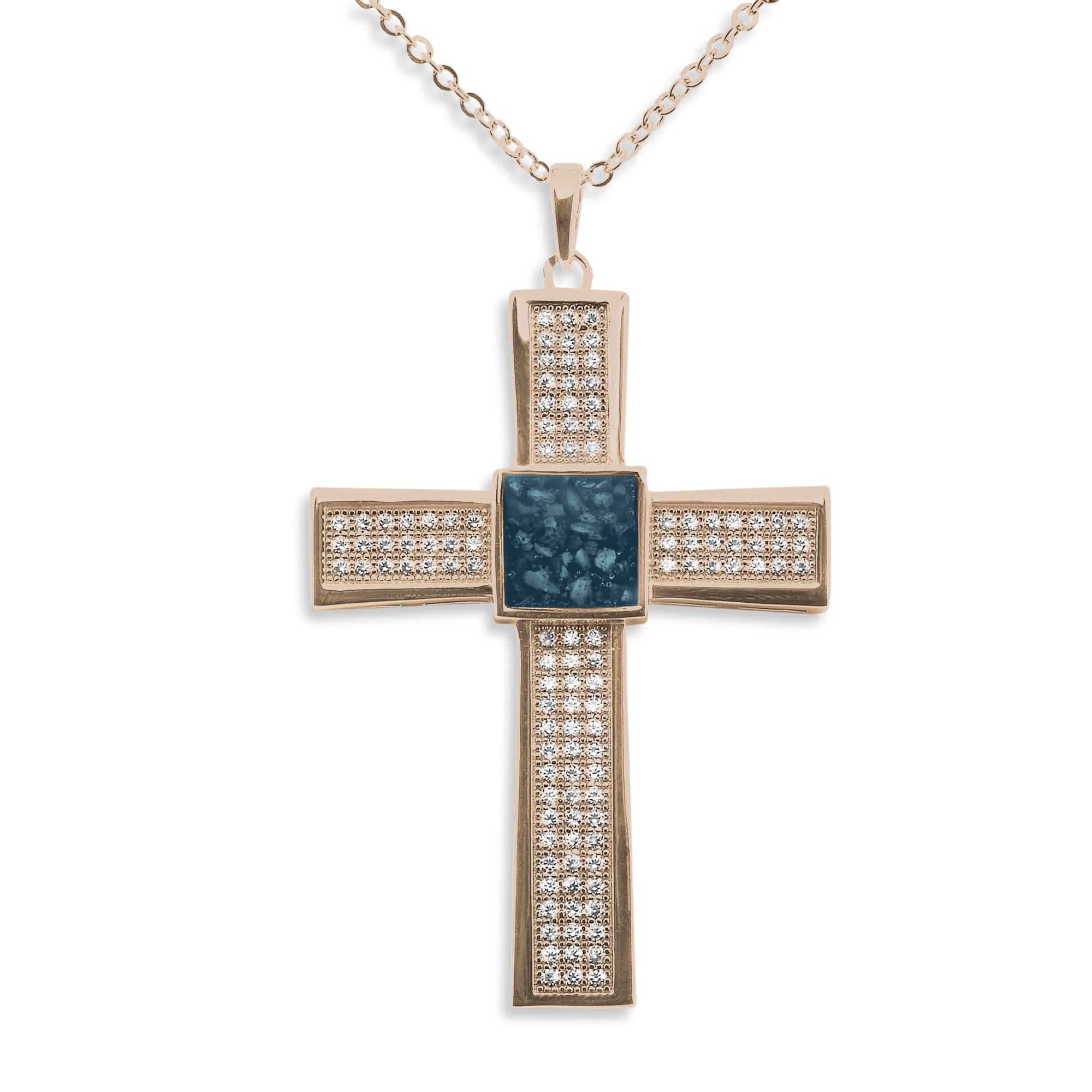 EverWith Gents Oversized Cross Memorial Ashes Pendant with Fine Crystals - EverWith Memorial Jewellery - Trade