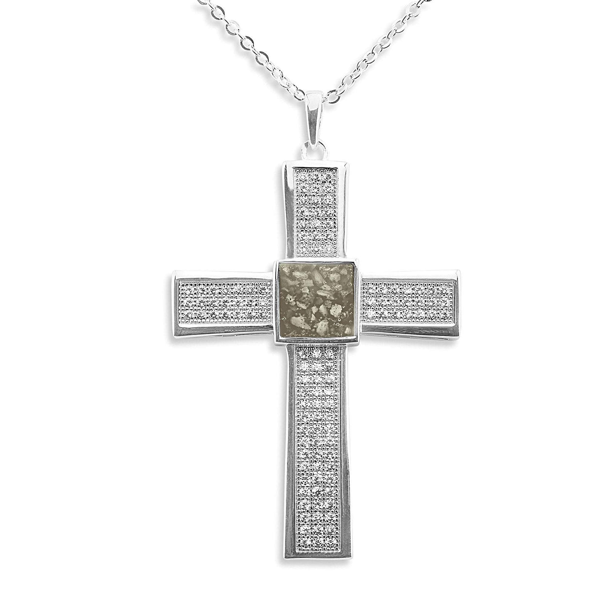 Load image into Gallery viewer, EverWith Gents Oversized Cross Memorial Ashes Pendant with Fine Crystals - EverWith Memorial Jewellery - Trade