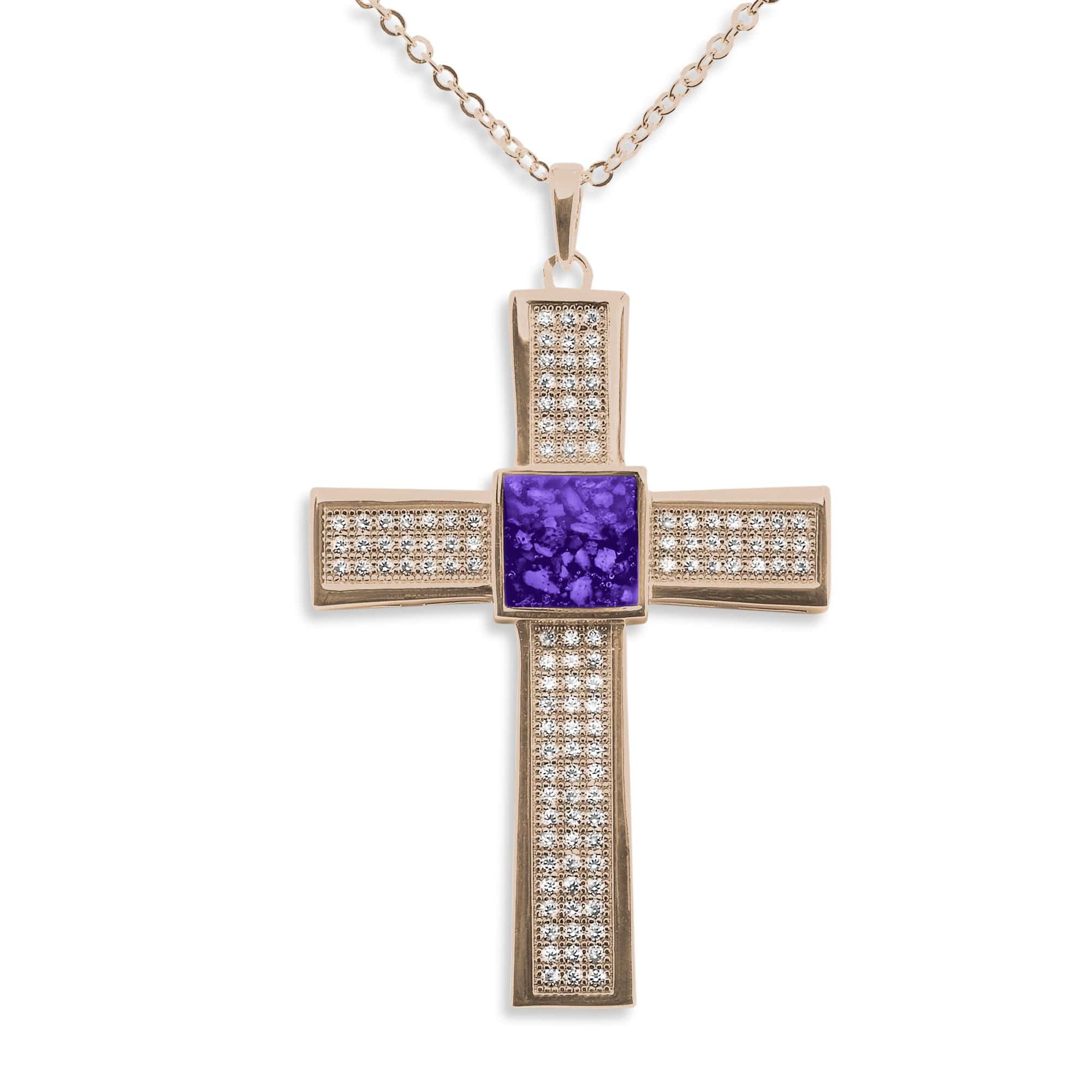 EverWith Gents Oversized Cross Memorial Ashes Pendant with Fine Crystals - EverWith Memorial Jewellery - Trade