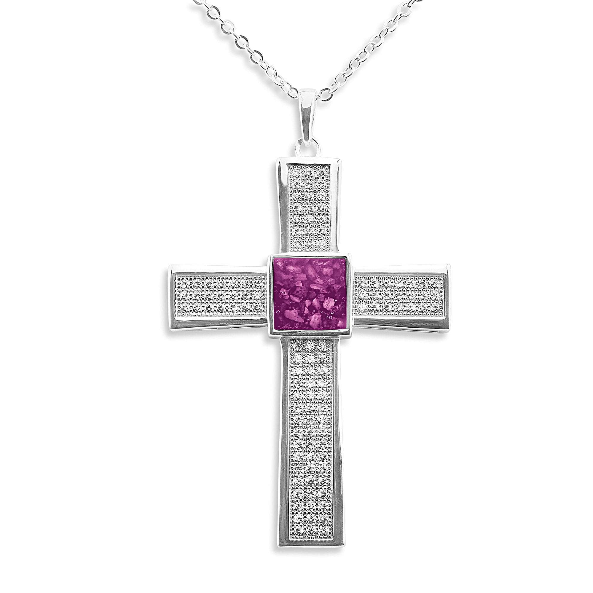 EverWith Gents Oversized Cross Memorial Ashes Pendant with Fine Crystals - EverWith Memorial Jewellery - Trade