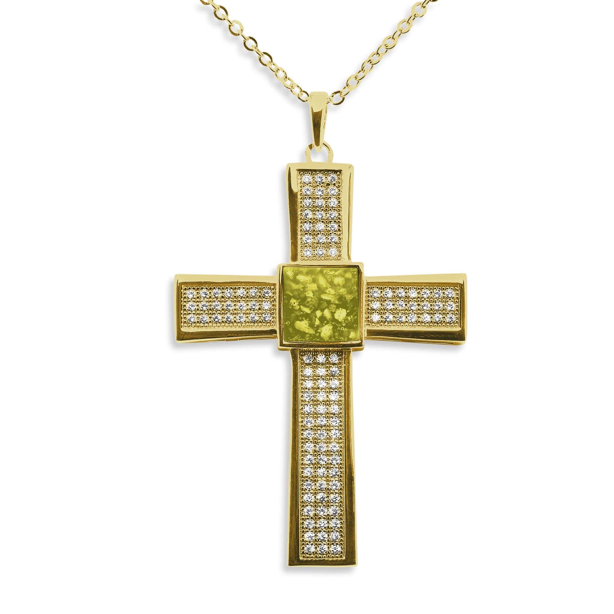 EverWith Gents Oversized Cross Memorial Ashes Pendant with Fine Crystals - EverWith Memorial Jewellery - Trade