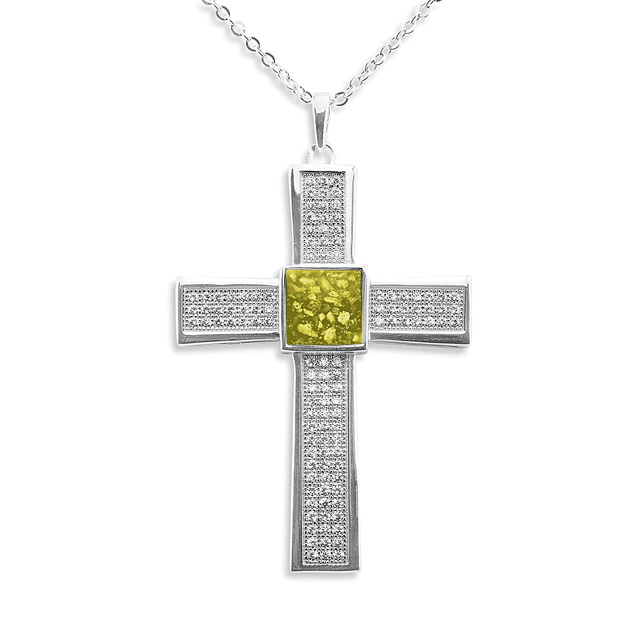 EverWith Gents Oversized Cross Memorial Ashes Pendant with Fine Crystals - EverWith Memorial Jewellery - Trade