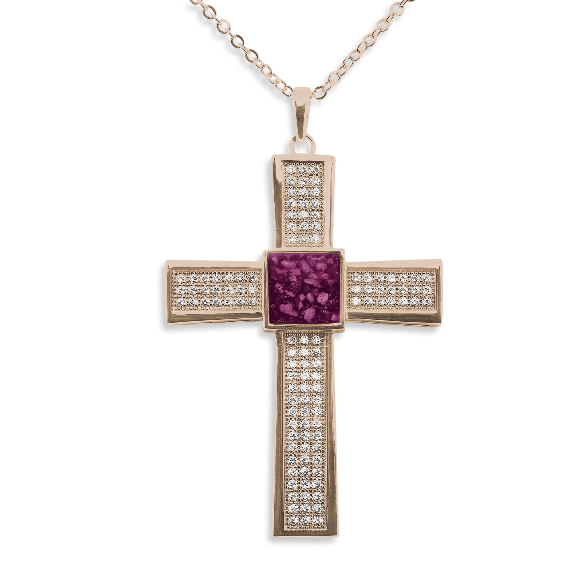 EverWith Gents Oversized Cross Memorial Ashes Pendant with Fine Crystals - EverWith Memorial Jewellery - Trade